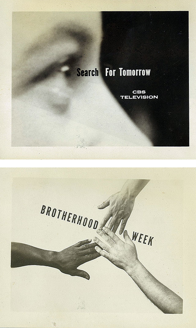 CBS program titles: Search for Tomorrow and Brotherhood Week CBS program titles: Search for Tomorrow and Brotherhood Week
